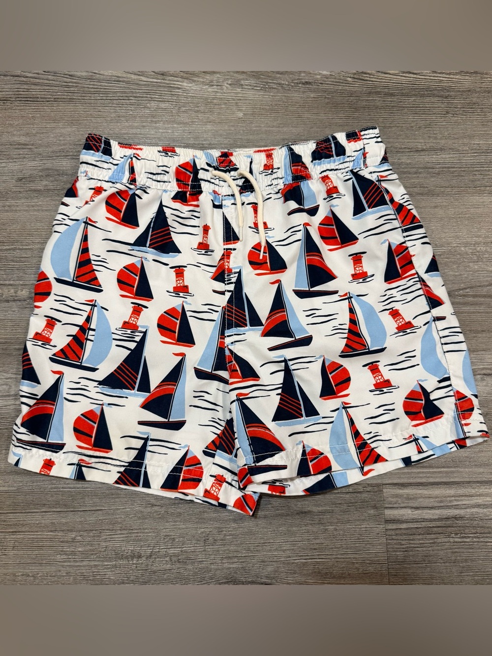 Janie and Jack Sailboat Print Swim Trunks Boys Size 6 Nautical Beach Summer